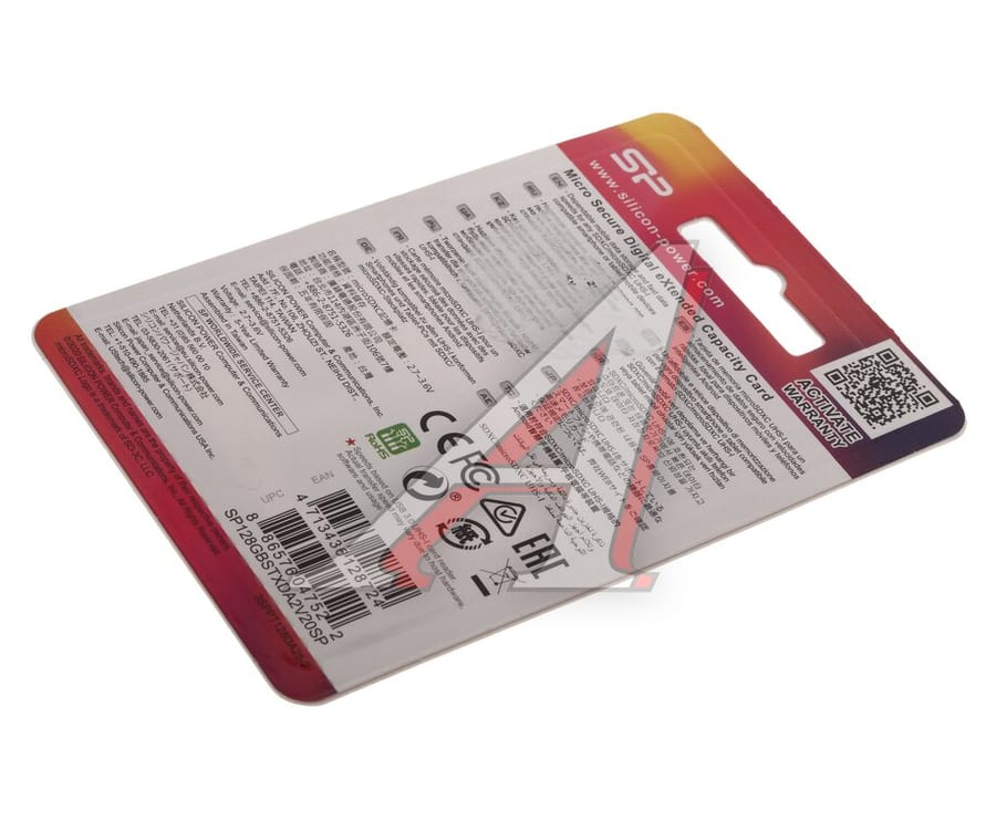 Карта памяти 128GB MicroSD class 10 + SD адаптер SILICON POWER