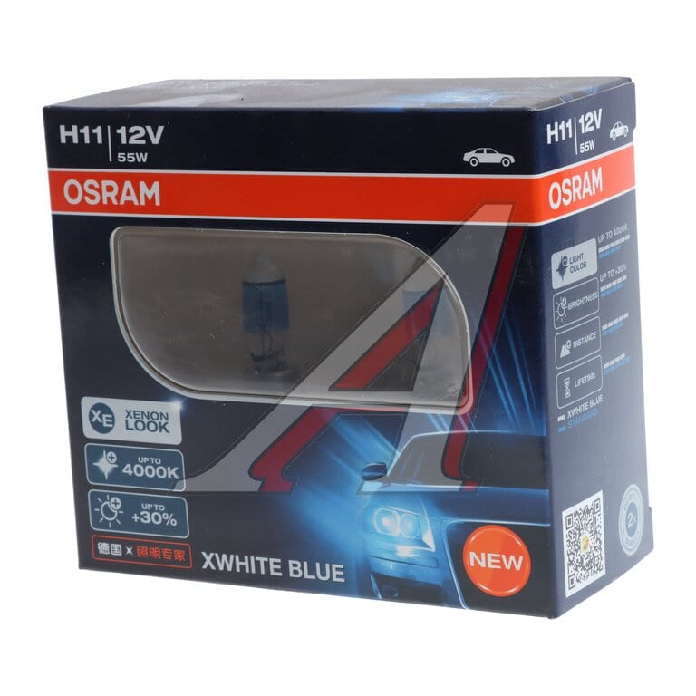 Лампа 12V H11 55W PGJ19-2 +30% 4000К евробокс (2шт.) XWhite Blue OSRAM