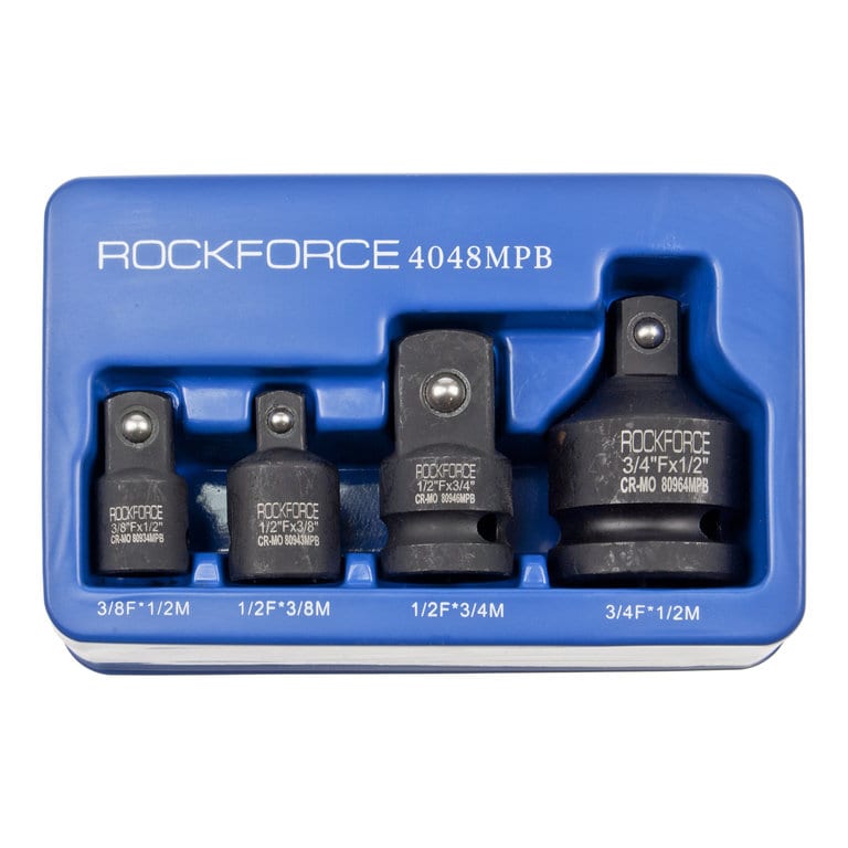 Набор адаптеров 3/4(F)x1/2"(M), 1/2(F)x3/4"(M), 3/8(F)x1/2"(M), 1/2(F)x3/8"(M) ударных 4 пр. ROCKFORCE
