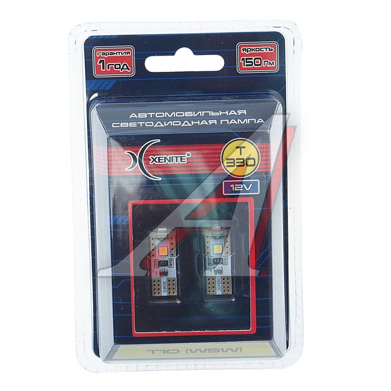 Лампа светодиодная 12V W5W T10W W2.1x9.5d бесцокольная блистер (2шт.) XENITE