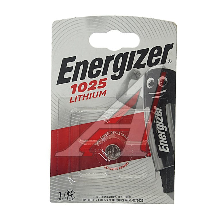 Батарейка CR1025 3V таблетка (пульт сигнализации, ключ) блистер (1шт.) Lithium ENERGIZER