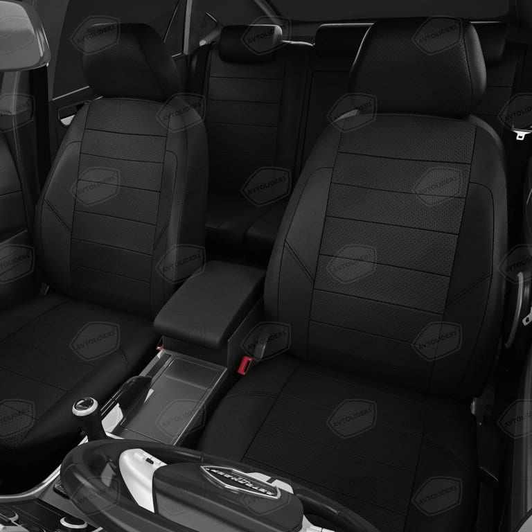 Авточехлы ГАЗель Next (1 низкий, 2 высоких) экокожа черные комплект AVTOLIDER