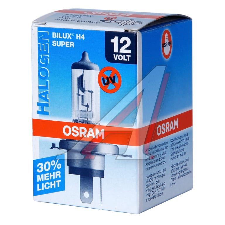 Лампа 12V H4 60/55W P43t +30% Super OSRAM