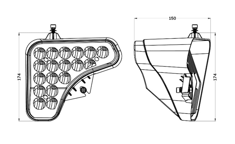 Фара рабочего света квадратная 116x111x73мм 90Вт (9 светодиодов) IP69K Flood LIGHTSAPOLLO