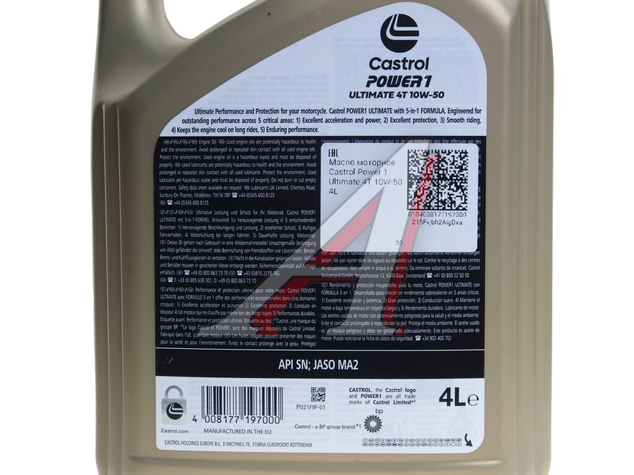 Масло моторное для 4-х тактных двигателей CASTROL Power 1 Ultimate 4T 10W50 синт.4л