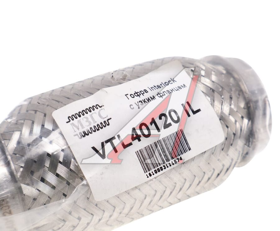 Гофра глушителя 40x120 в 3-ой оплетке interlock нержавеющая сталь МЗГС