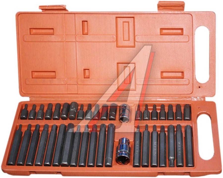 Набор бит 1/2" 3/8" 6-ти гранных HEX, TORX, SPLINE с держателями 40 предметов в кейсе АВТОДЕЛО