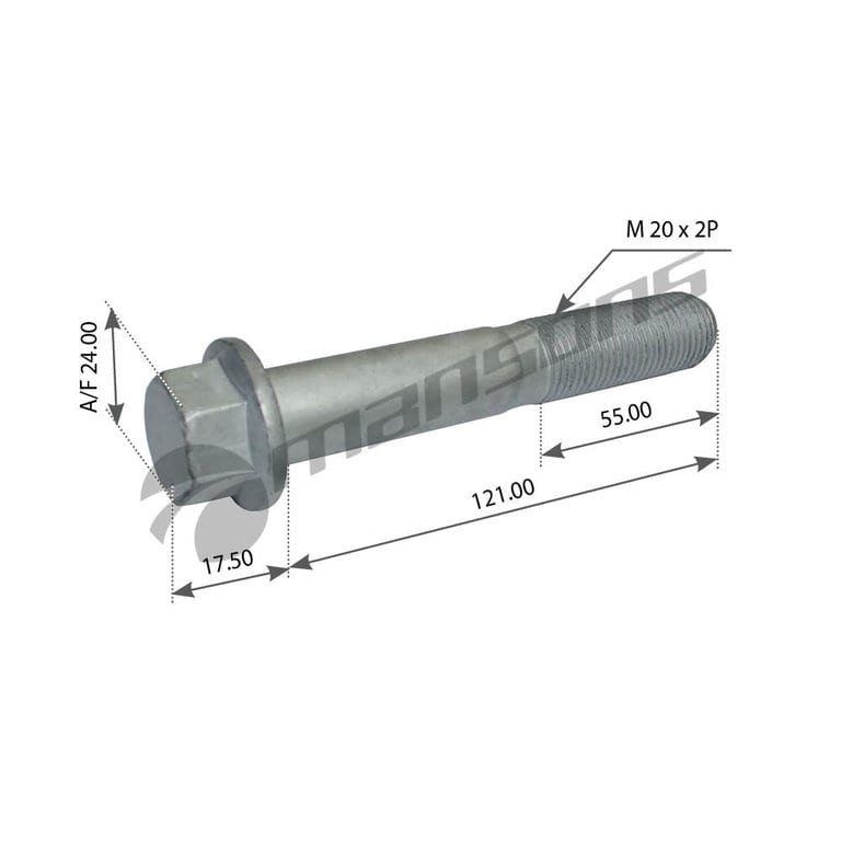 Болт SCHMITZ крепления амортизатора (M20x2x121мм) MANSONS