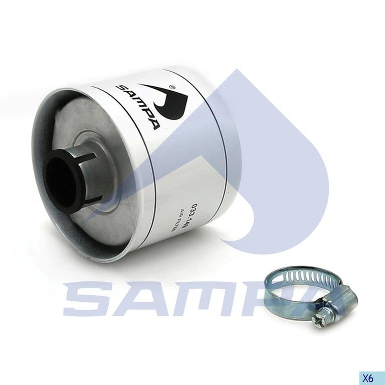 Фильтр воздушный VOLVO F, FL, N компрессора (малый L=91мм, крепление на хомуте) SAMPA