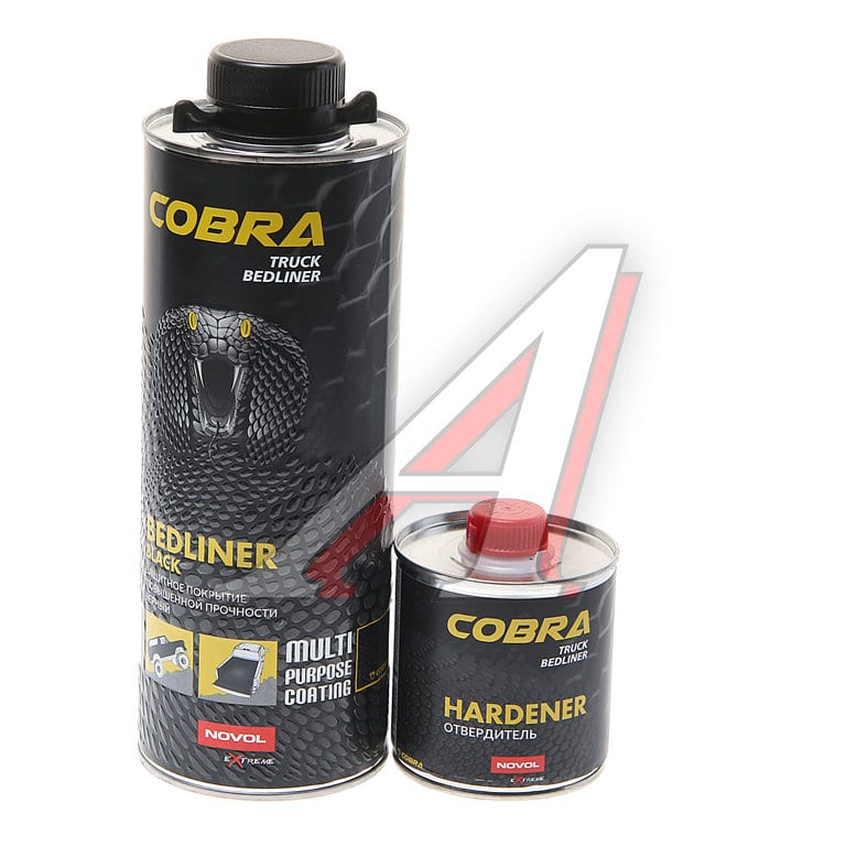 Антигравий черный сверхпрочное покрытие COBRA 600мл с отвердителем 0.2л NOVOL