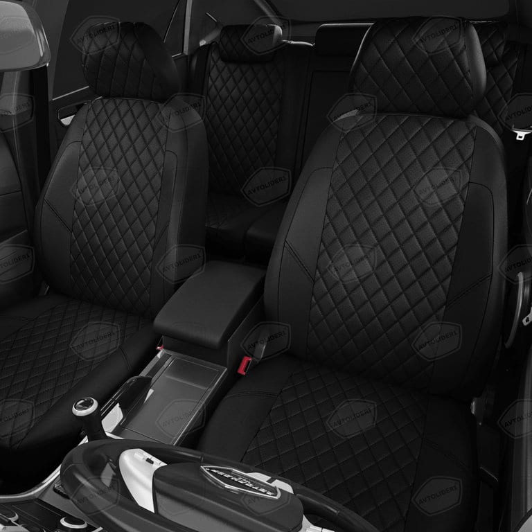 Авточехлы CHEVROLET Aveo седан (03-10) экокожа черные ромб комплект AVTOLIDER