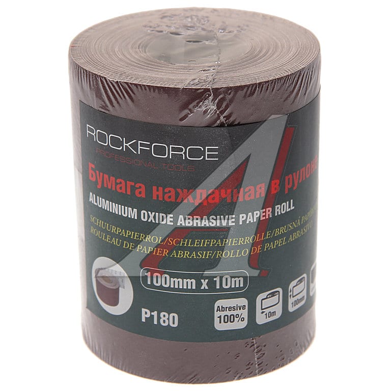 Бумага наждачная P-180 100ммх10м рулон ROCKFORCE