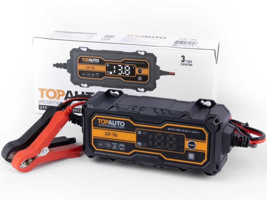 Устройство зарядное интеллектуальное 12V 4A 80Ач AGM/GEL LiFePO4 (автомат) ТОП АВТО