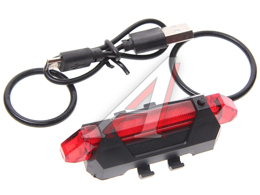 Фонарь велосипедный задний USB кабель с аккумулятором 918mAh 2 режима красный Led