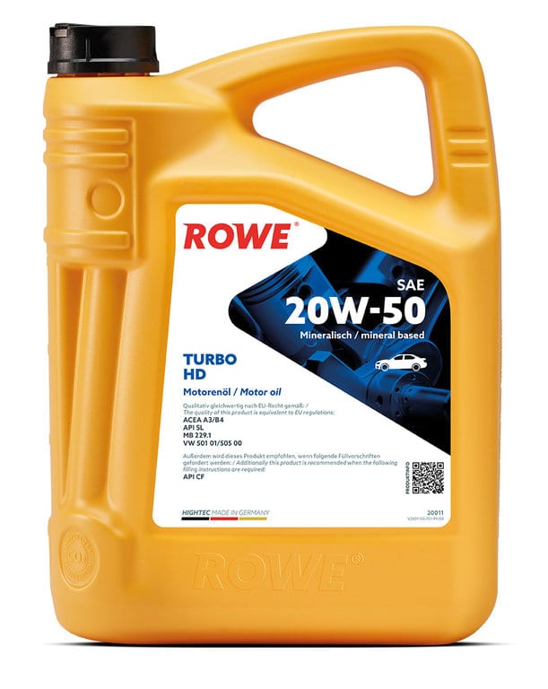 Масло моторное ROWE HIGHTEC TURBO HD A3/B4/SL/CF 20W50 синт.5л