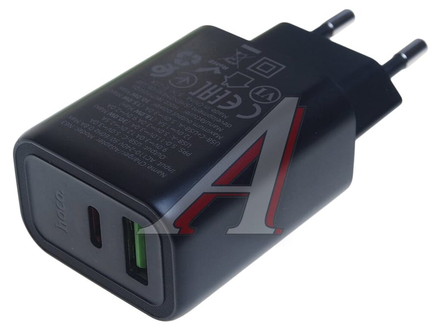 Устройство зарядное в розетку 1USB + 1 Type C HOCO