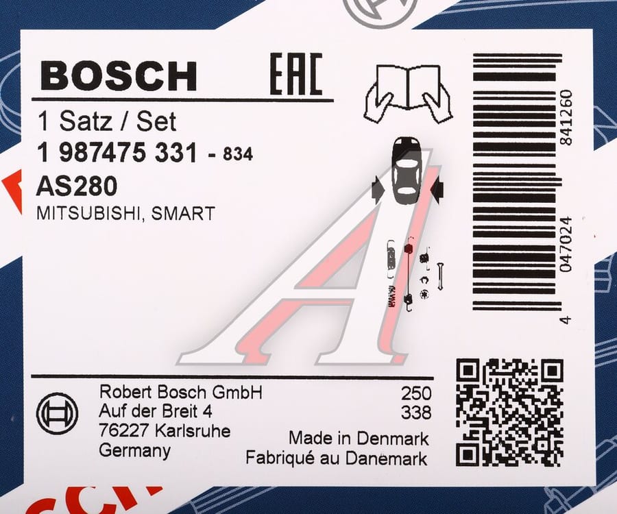 Ремкомплект MITSUBISHI Colt (05-) колодок тормозных задних BOSCH