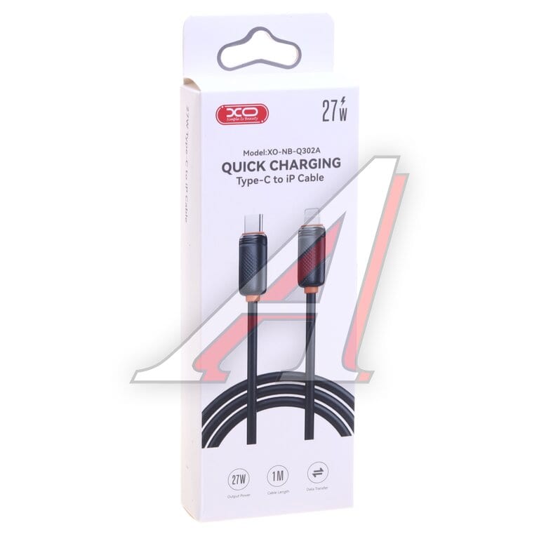 Кабель iPhone (5-)-USB Type C 27W 1м черный XO