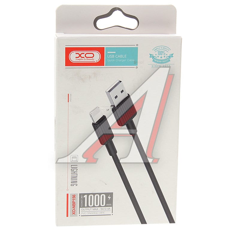Кабель iPhone (5-) 2.4A 1м черный XO