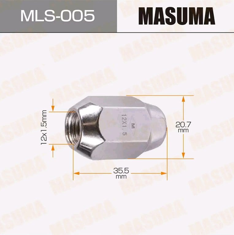 Гайка колеса М12х1.5х34 конус закрытая ключ 21мм MASUMA