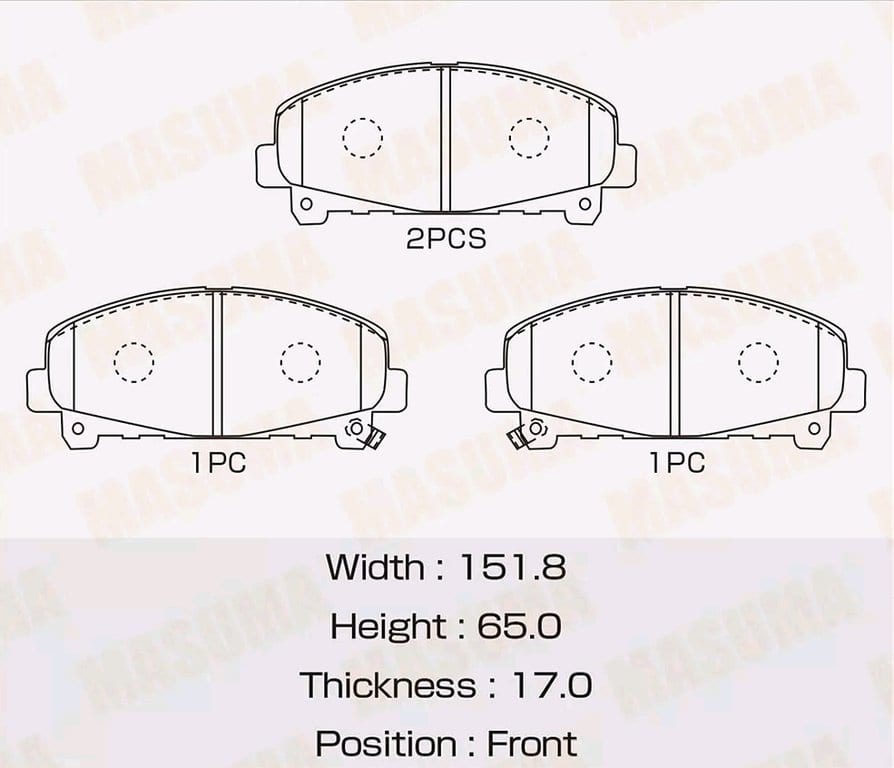 Колодки тормозные HONDA Accord 9 (2.0/2.4) (АКПП) (08-) передние (4шт.) MASUMA
