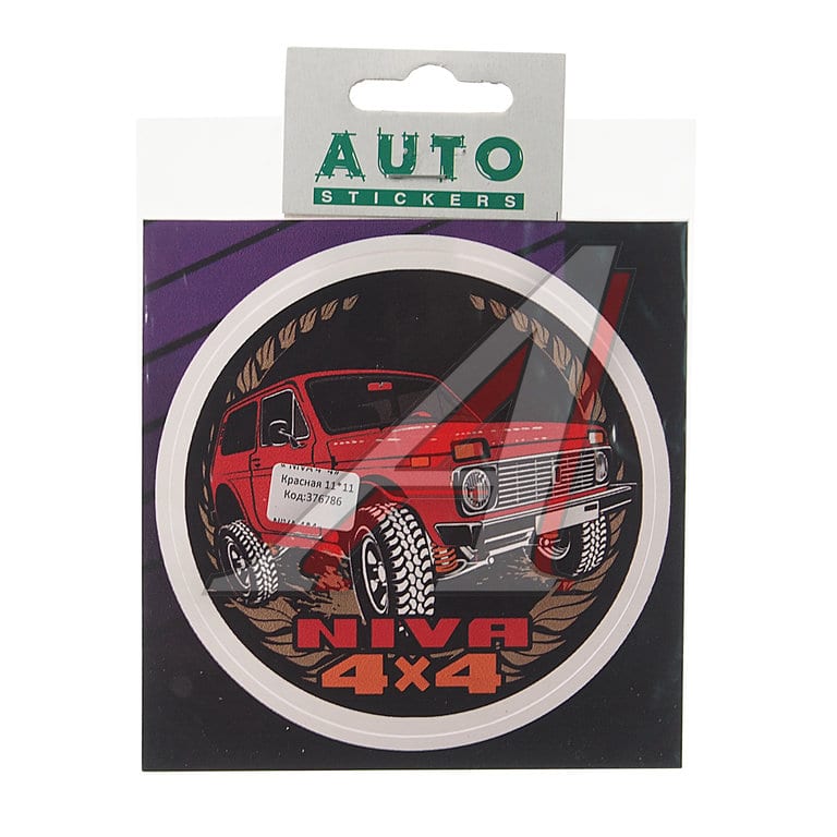 Наклейка виниловая "NIVA 4х4" 11х11см полноцветная красная AUTOSTICKERS