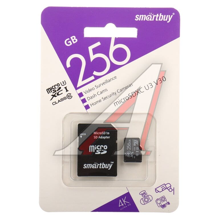 Карта памяти 256GB MicroSD class 10 + SD адаптер SMARTBUY