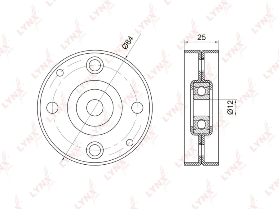 Ролик приводного ремня NISSAN Almera (N16E), Primera (P11/P12) натяжителя кондиционера LYNX