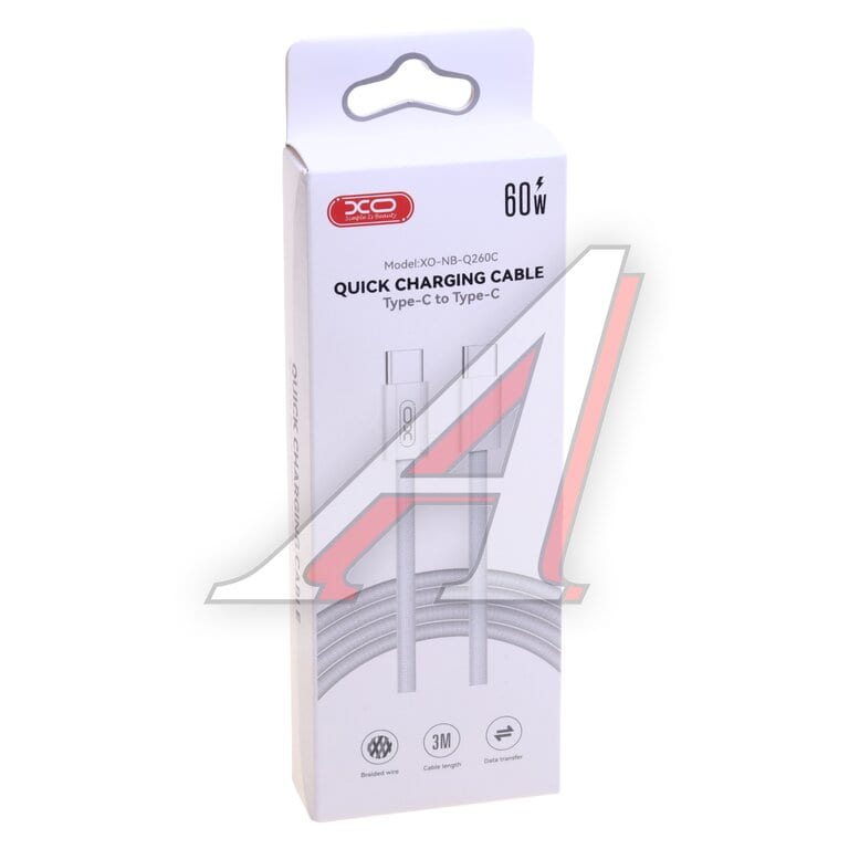 Кабель USB Type C-USB Type C 60W 3м белый XO