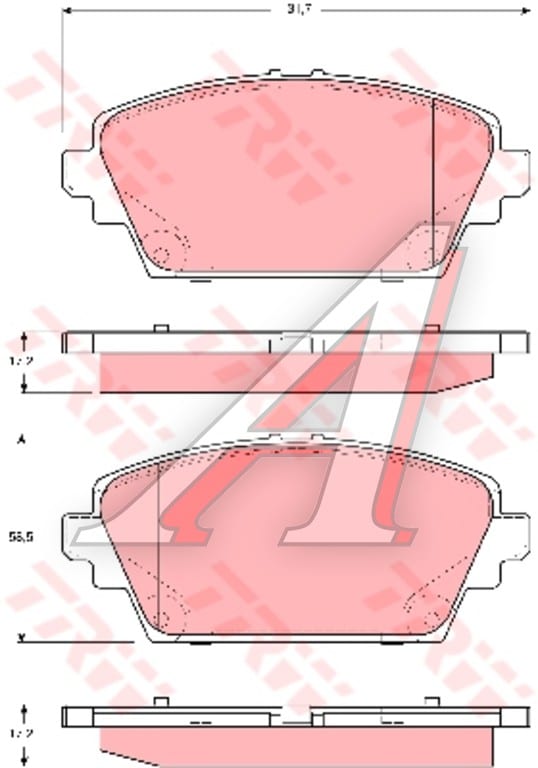 Колодки тормозные NISSAN Primera P12, Tino, Almera (00-) передние (4шт.) TRW