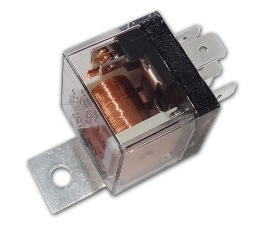 Реле электромагнитное 12V 5-ти контактное 40/30А переключ.со светодиодом прозрачный корпус ЭНЕРГОМАШ
