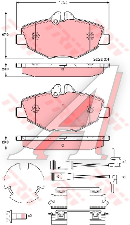 Колодки тормозные MERCEDES W211 (2.0/3.5) (02-) передние (4шт.) TRW