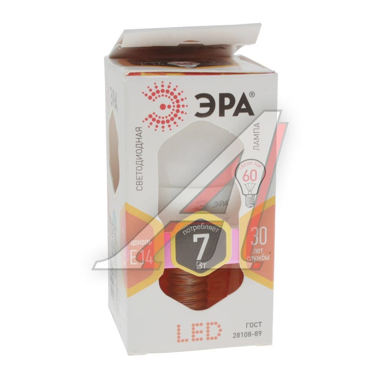 Лампа светодиодная E14 P45 7W (60W) 220V теплый ЭРА