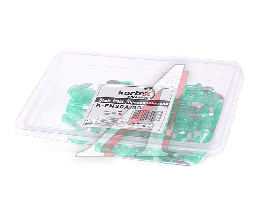 Предохранитель 30A флажковый MINI комплект (50шт.) KORTEX