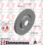 Диск тормозной HYUNDAI i40 (11-), ix35 (13-) KIA Optima (11-) (R17) передний (1шт.) ZIMMERMANN