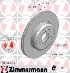 Диск тормозной BMW 5 (F07, F10) задний (1шт.) ZIMMERMANN