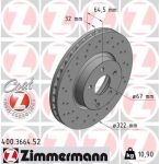 Диск тормозной MERCEDES C (W204), E (W212) передний (1шт.) ZIMMERMANN
